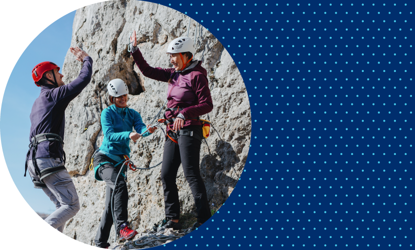 hero image of rock climbers