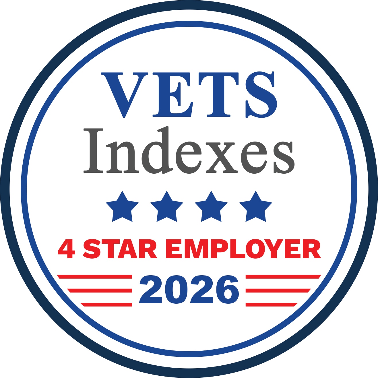 Circle image with Vets Indexes 4 star employer 2026 inside
