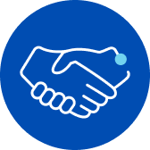 Icon: Handshake in blue circle