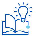 Illustration: Blue book with a blue lightbulb hovering over the book