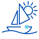 Illustration: Blue sailboat