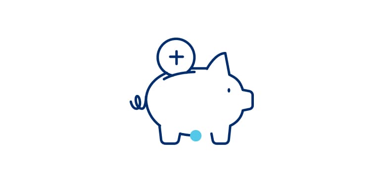 icon image of a piggy bank with coin being inserted