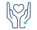 Illustration: A blue outline of two hands holding a heart