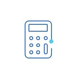 Illustration: A blue calculator