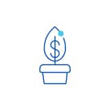 Illustration: A blue plant with a dollar sign in the middle of a leaf