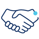 Illustration: An outline in blue of two hands shaking hands