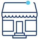 Illustration: Outline of a blue storefront