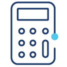 Illustration: Outline of a blue calculator