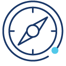 Illustration: Blue outline of a compass