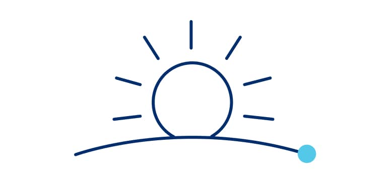 Illustration: Sun setting behind a hill